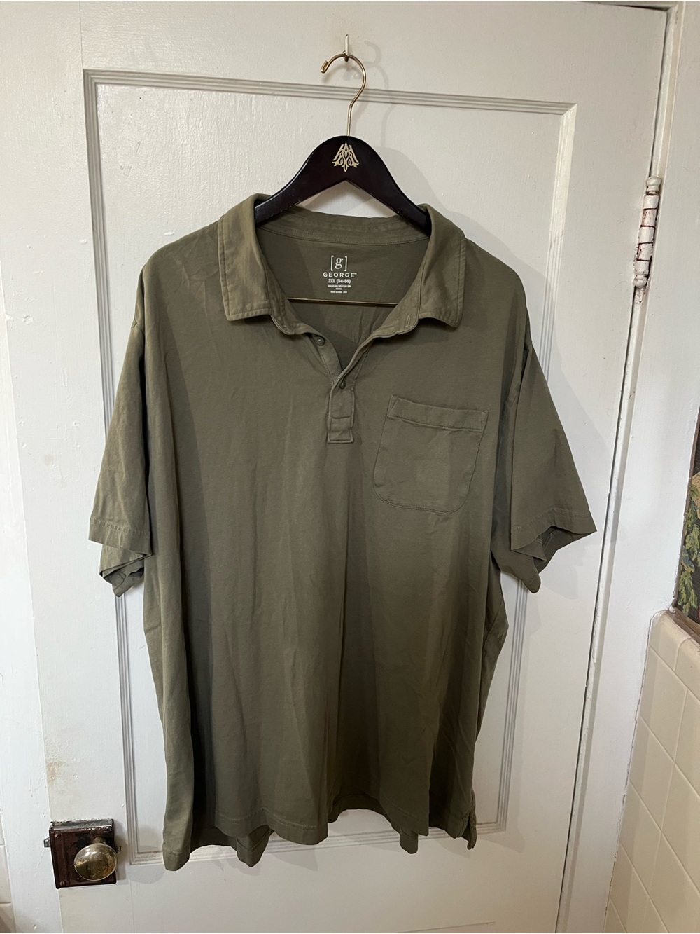 George Men’s 3XL Olive Green Pocket Polo Shirt - EUC